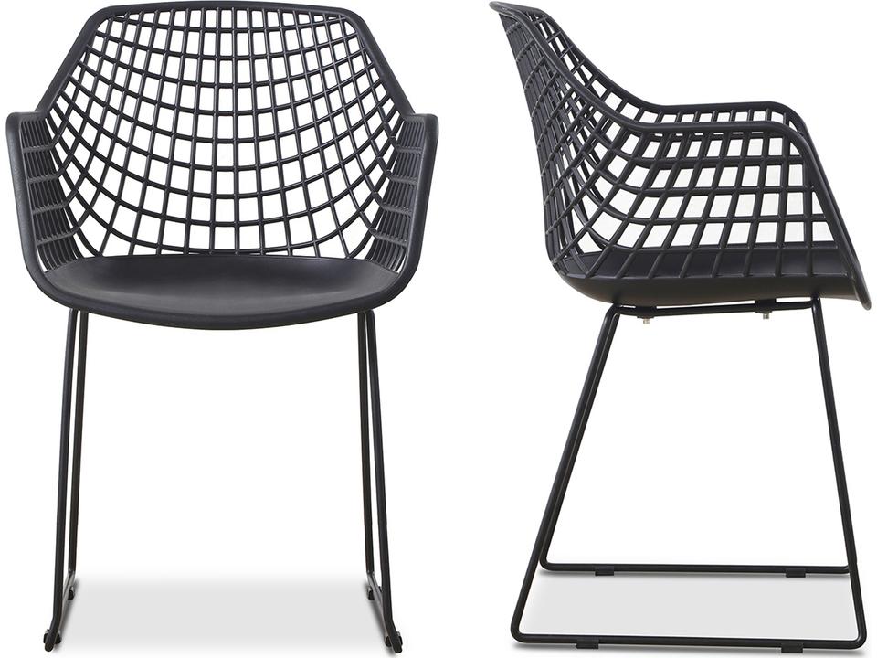 Honolulu Black Arm Dining Chair - Set of Two