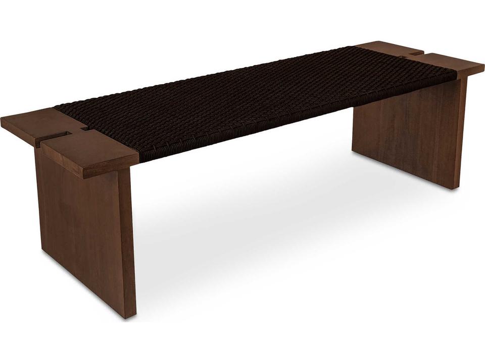Merritt Brown Wicker Wood Bench
