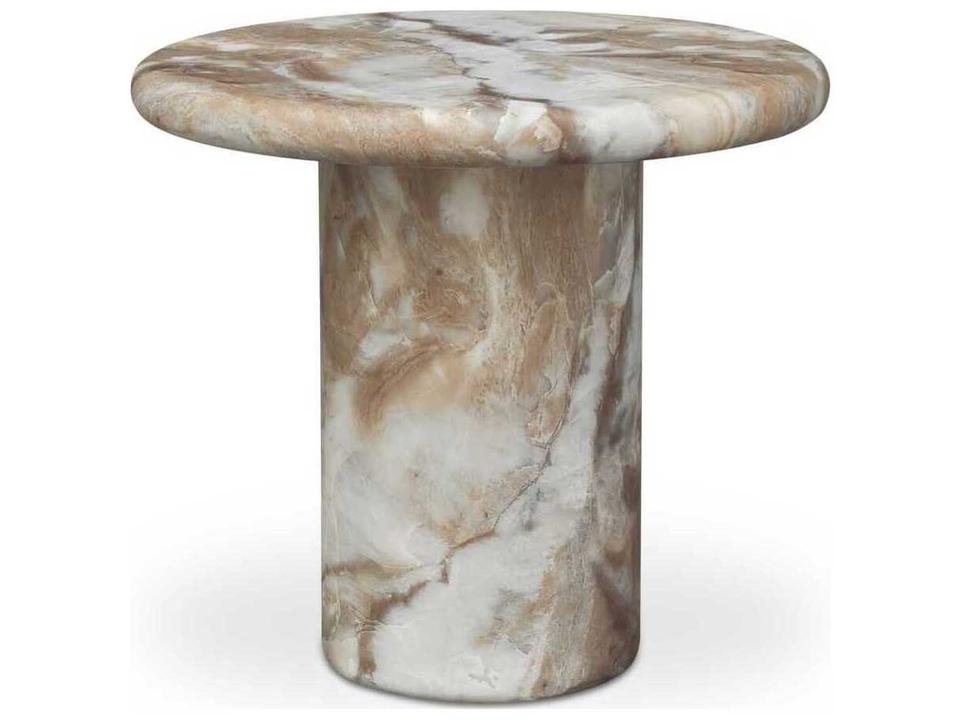 Frida 22-Inch Round Concrete End Table in Brown