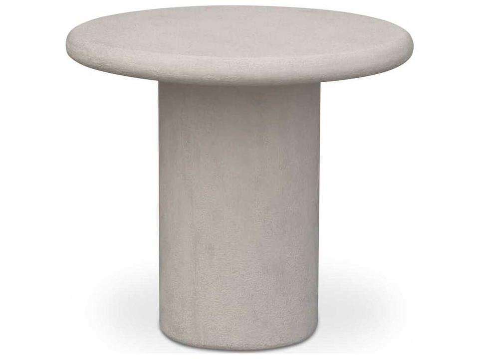 Frida White Concrete Round End Table
