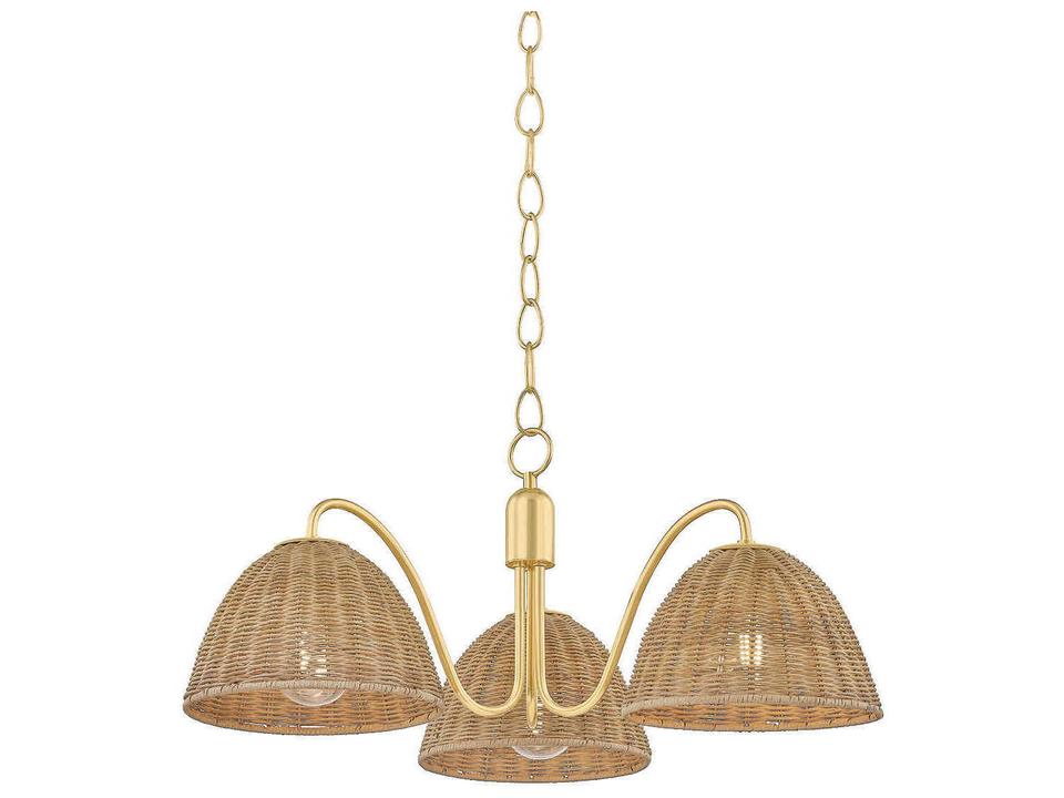 Katniss 3-Light Aged Brass Dome Chandelier