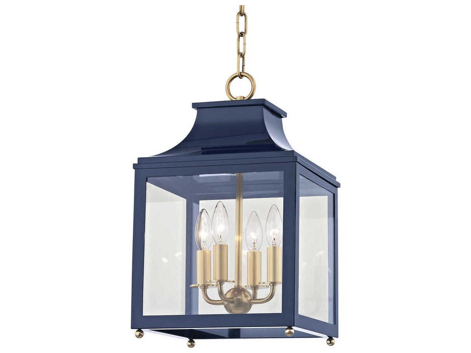 Leigh 4-Light Aged Brass Navy Candelabra Lantern Chandelier
