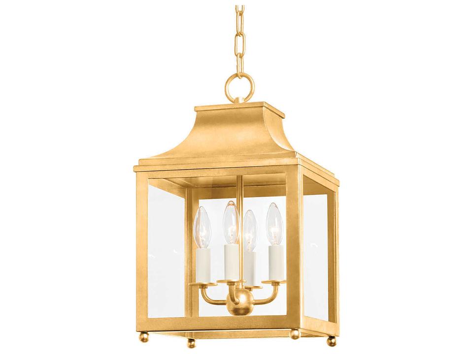 4-Light Leigh Chandelier with Vintage Gold Leaf and Clear Glass