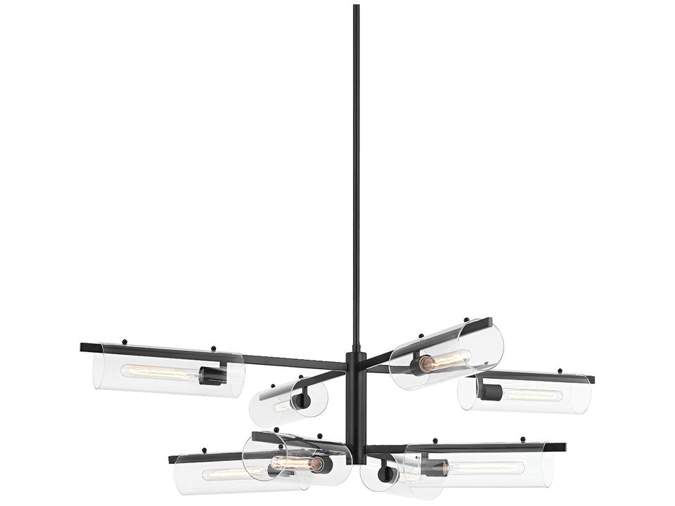 Ariel 8-Light Soft Black Glass Cylinder Tiered Chandelier