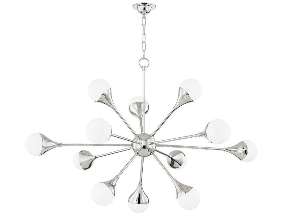 Ariana 12-Light Polished Nickel Glass LED Globe Sputnik Chandelier