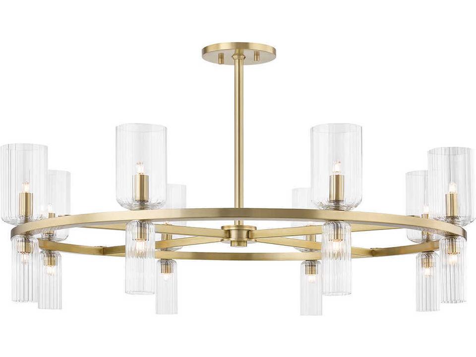 16-Light Tabitha Chandelier with Glass Shades in Aged Brass
