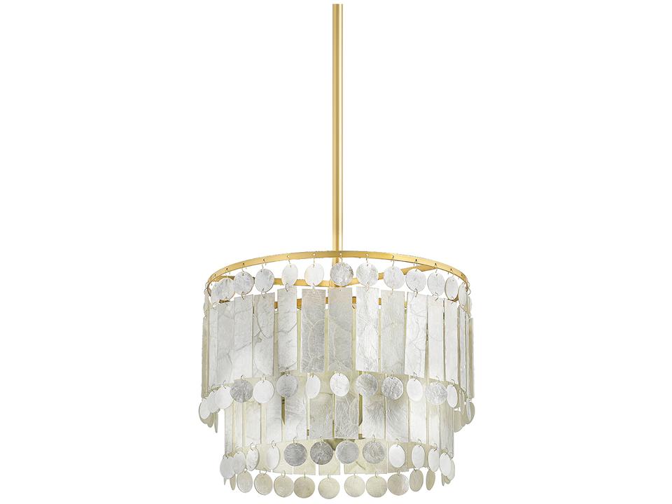 Melisa 3-Light Tiered Chandelier in Aged Brass with Capiz Shell