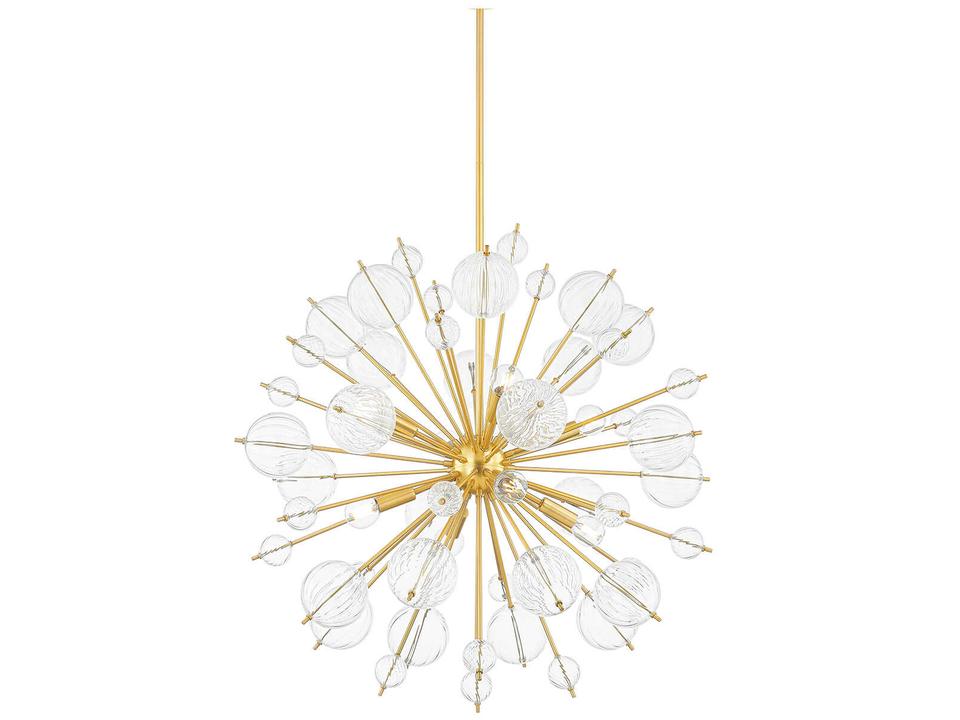 Linnea 8-Light Aged Brass Glass Candelabra Sputnik Chandelier