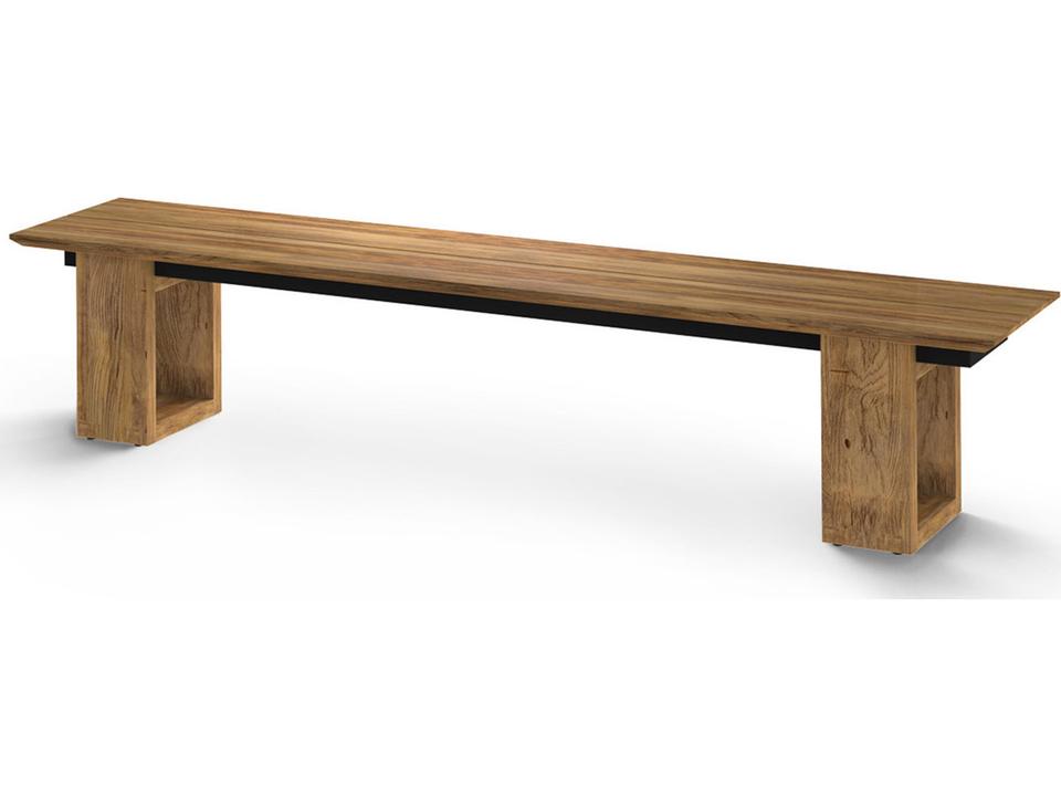 Big Daddy 87-Inch Recycled Teak Outdoor Bench in Brushed Woodgrain