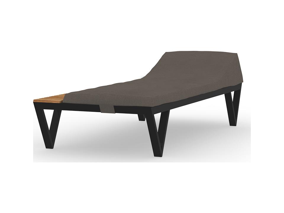 Bondi Cushion Aluminum Sunbed Chaise Lounge with Teak Tray