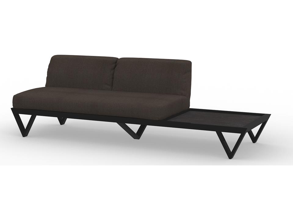 Bondi Belle Aluminum Sectional Loveseat with HPL Table