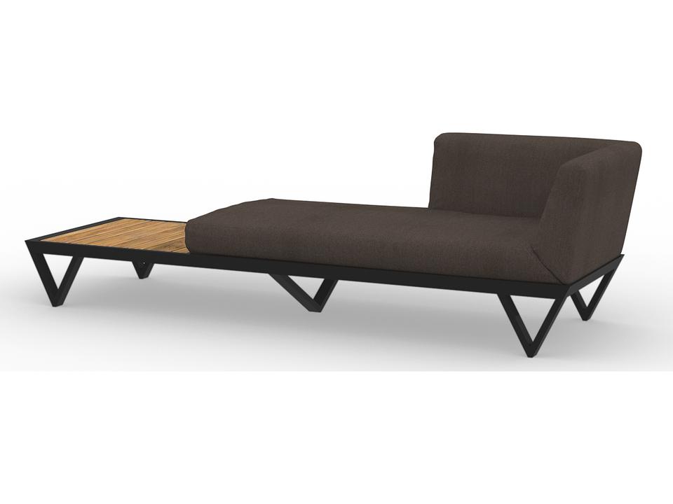 Bondi Belle Aluminum Modular Sofa Chaise Component with Teak Table