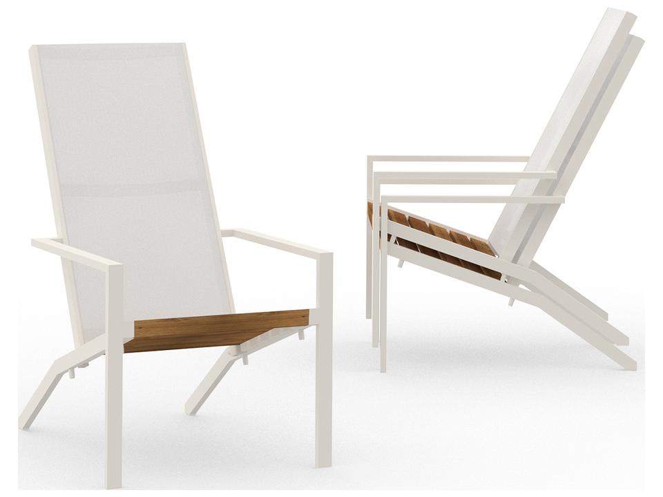 Bondi Quick Ship Sling Aluminum Teak Tall Adirondack Chair in Cotton White