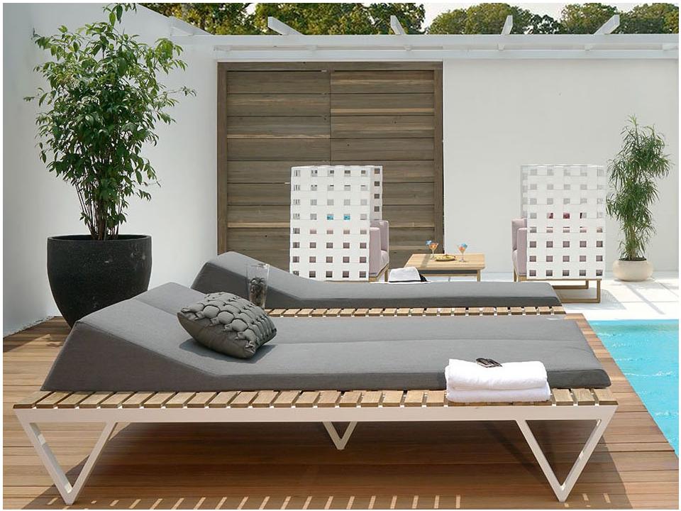 MamaGreen Bondi Sling Aluminum Teak Outdoor Patio Lounge Set