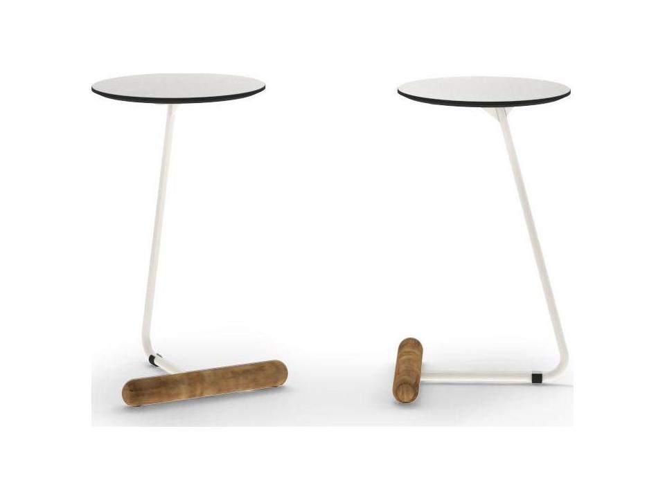 Daisy 12-Inch Round End Table with HPL Top and Recycled Teak Legs