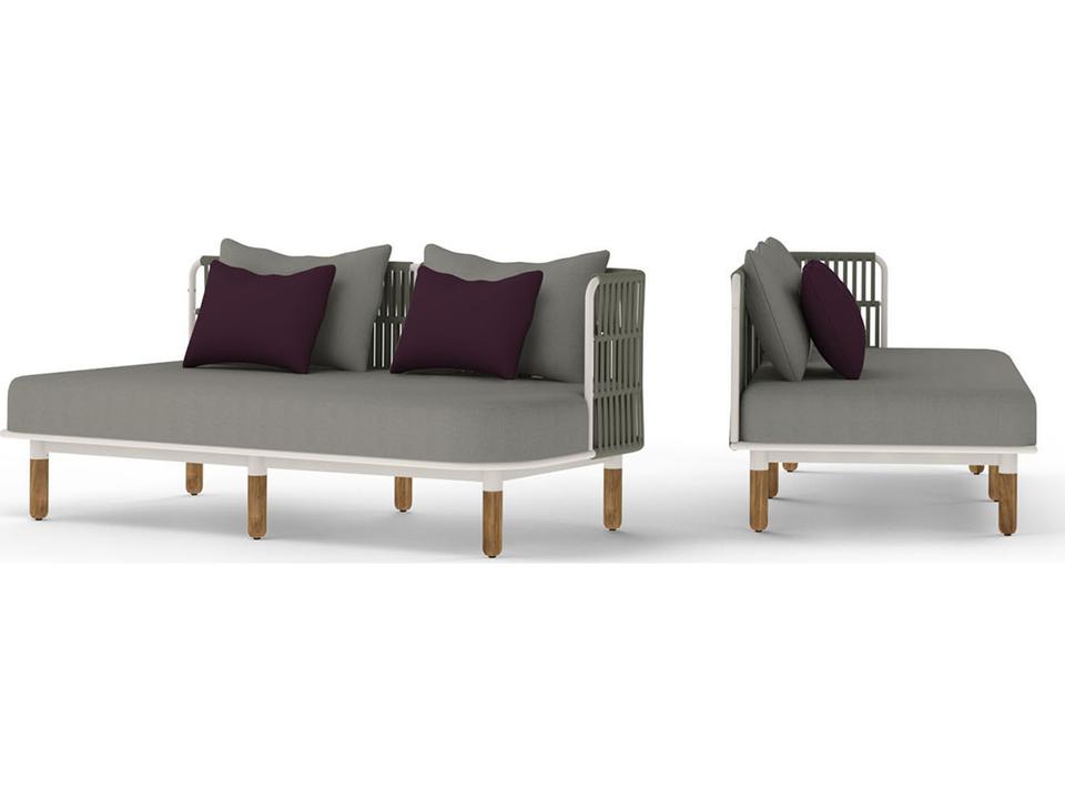 Daisy Rae Left Hand Deep Seating Teak Rope Loveseat