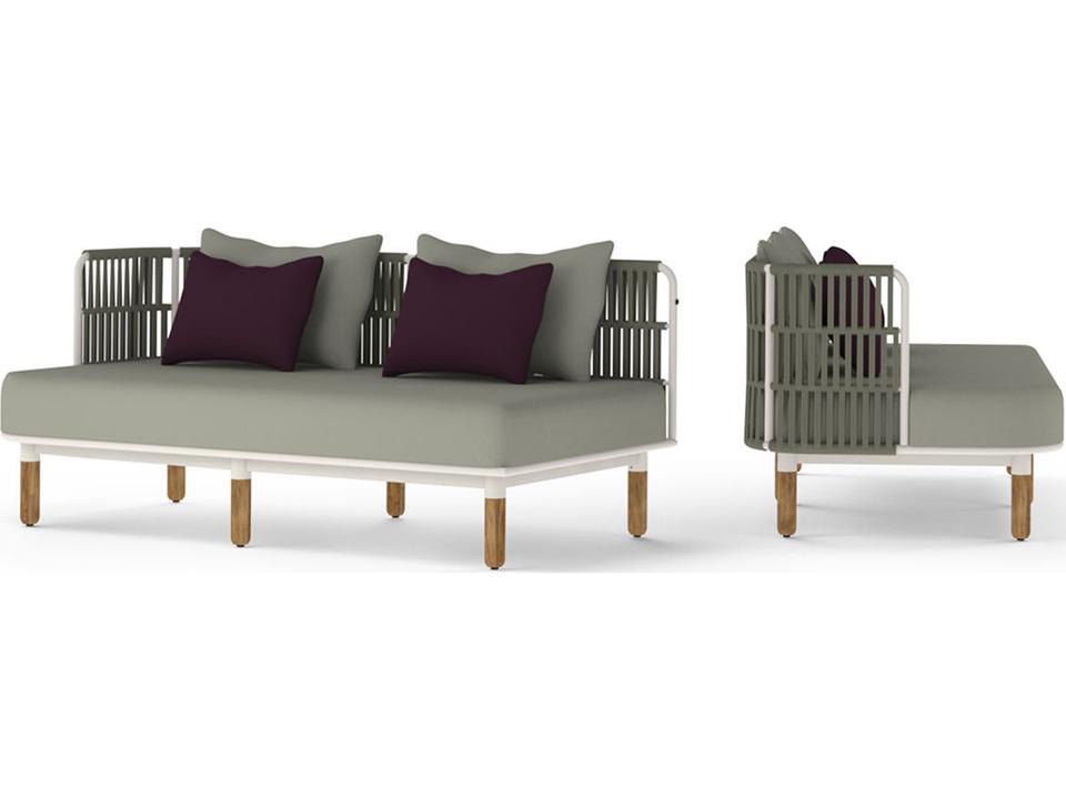 Daisy Rae Deep Seating Teak Rope Right Hand Loveseat