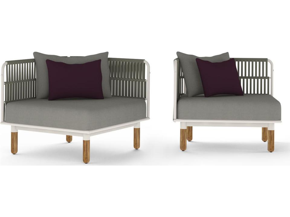 Daisy Rae Deep Seating Corner Lounge Chair with Teak Legs