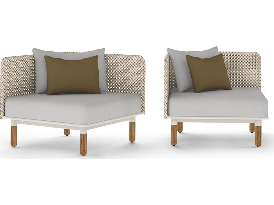 Daisy Mae Deep Seating Teak Wicker Corner Lounge Chair