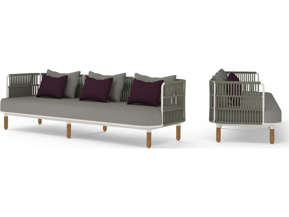 Daisy Rae 97-Inch Teak Rope Deep Seating Sofa