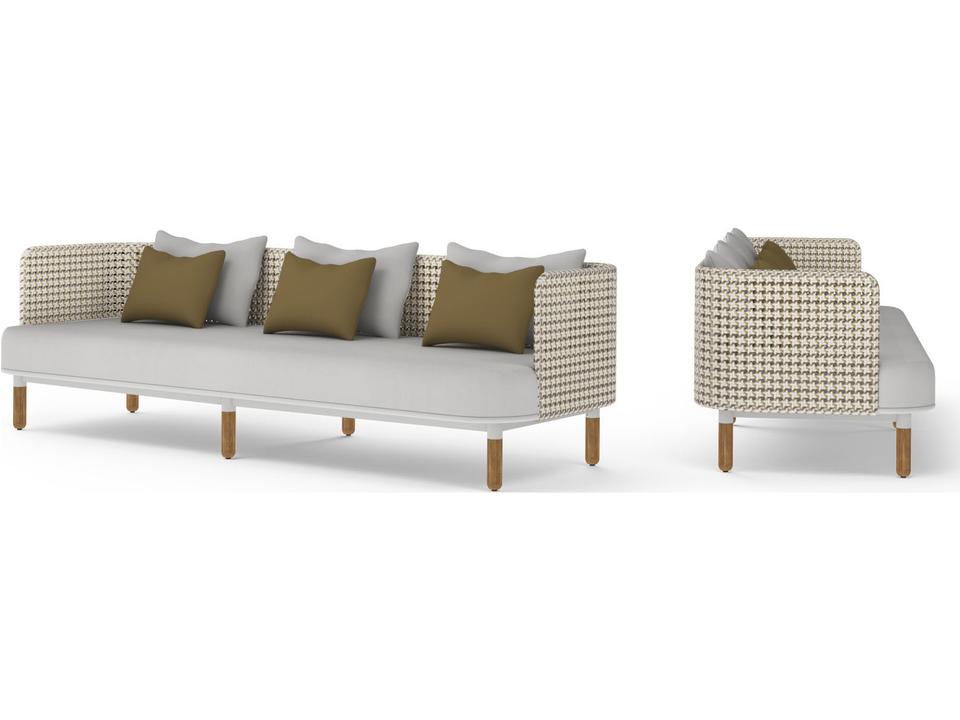 Daisy Mae Deep Seating Teak Wicker Modular Sofa Unit