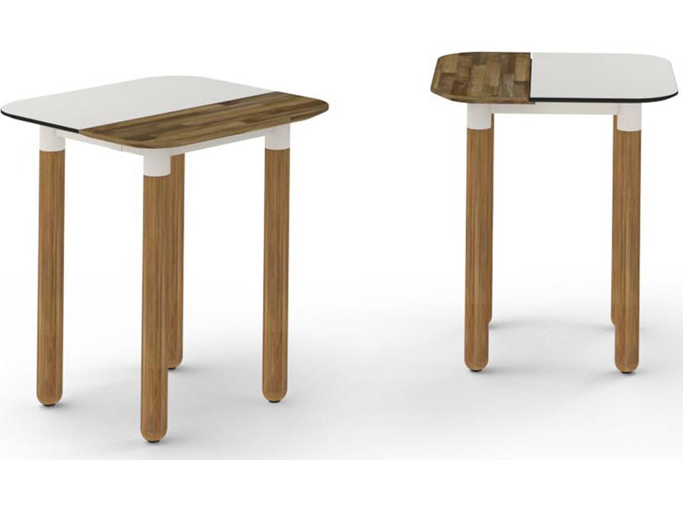 Daisy Square Outdoor End Table Aluminum Teak HPL Top