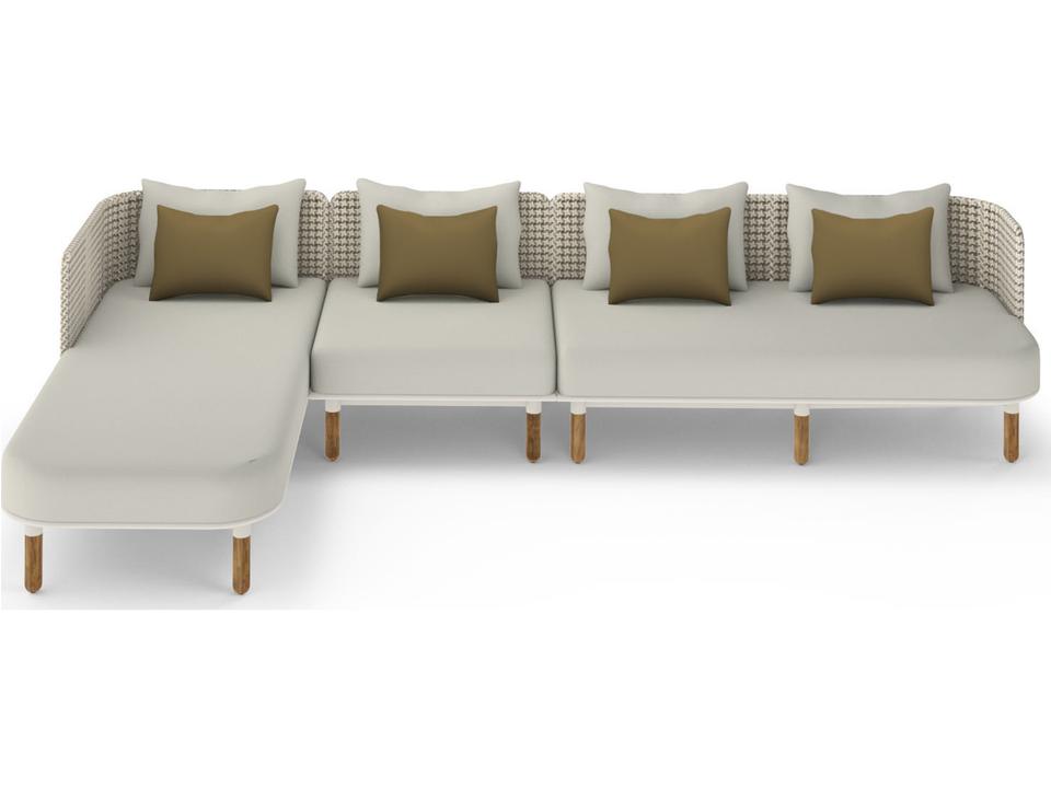 Daisy Mae Deep Seating Teak Wicker Sectional Outdoor Lounge Set
