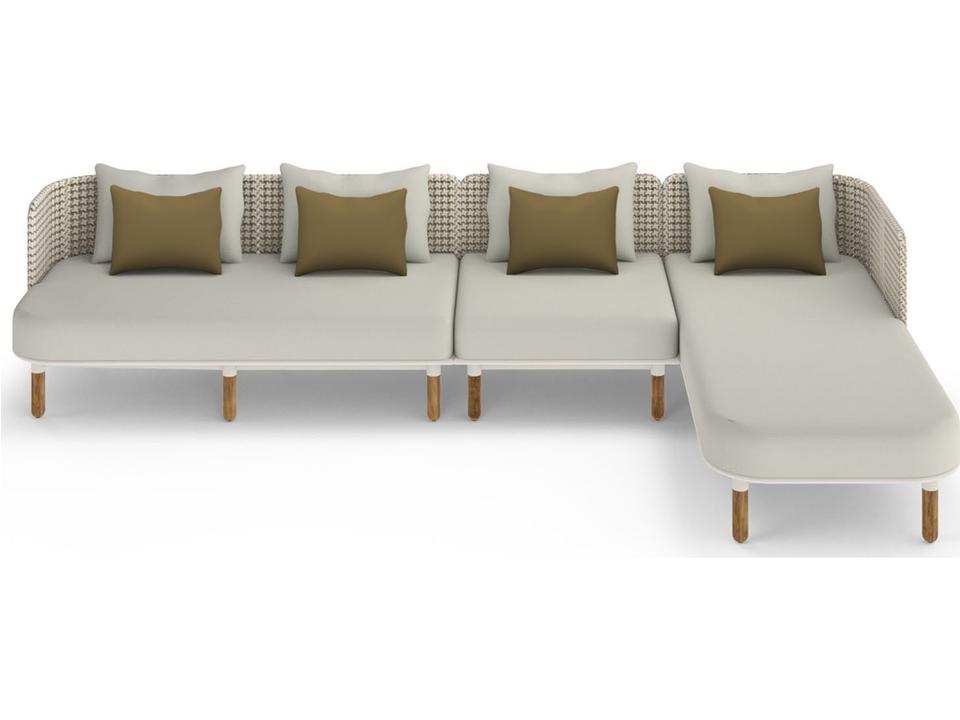 Daisy Mae Deep Seating Teak Wicker Sectional Lounge Set