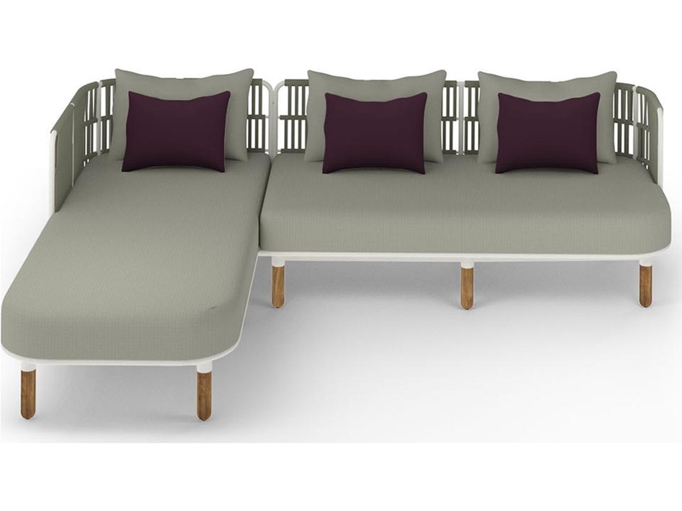 Daisy Rae Deep Seating Teak Rope Sectional Lounge Set