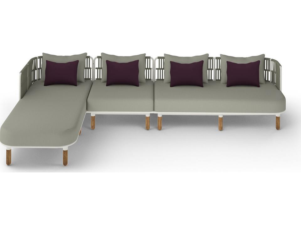 Daisy Rae Teak Rope Deep Seating Sectional Lounge Set