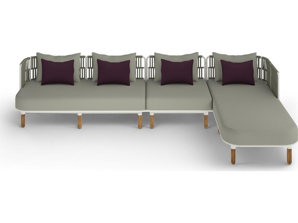 Daisy Rae Deep Seating Teak Rope Sectional Lounge Set