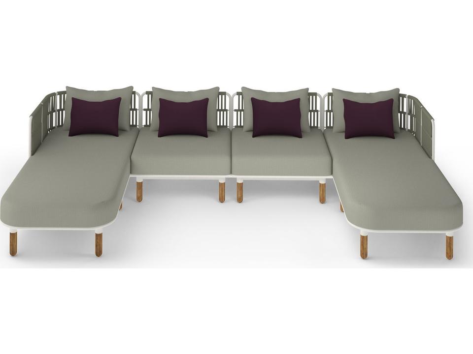Daisy Rae Deep Seating Teak Rope Sectional Lounge Set