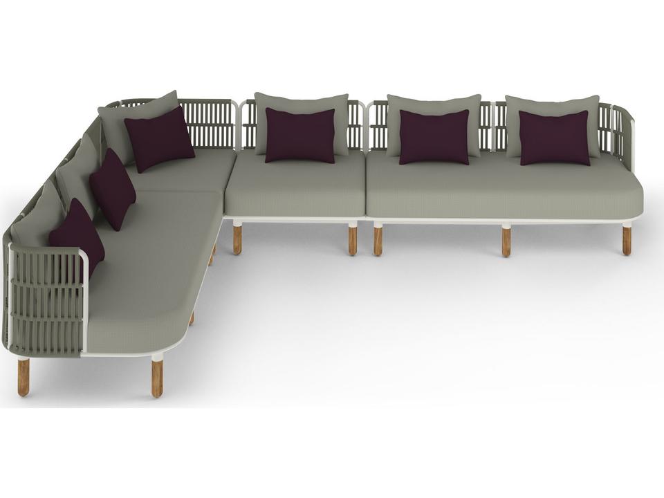 Daisy Rae Deep Seating Recycled Teak Rope Sectional Lounge Set