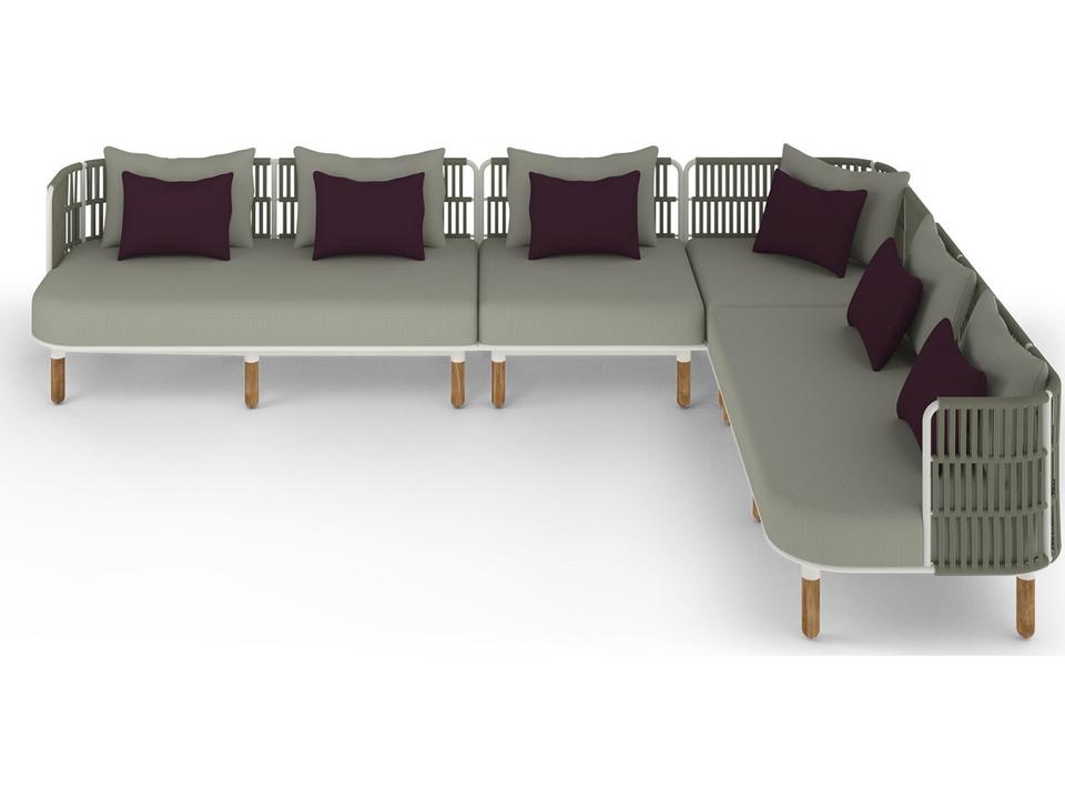 Daisy Rae Deep Seating Teak Rope Sectional Lounge Set