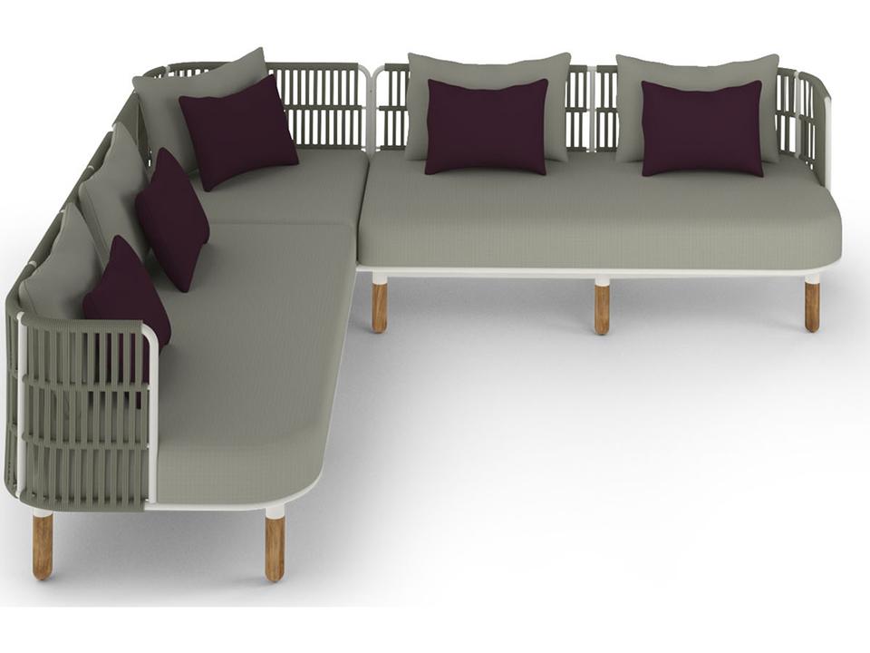 Daisy Rae Deep Seating Teak Rope Sectional Lounge Set