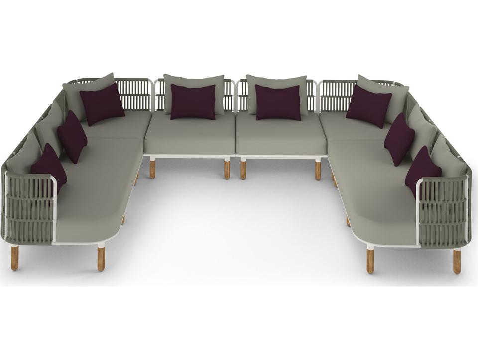 Daisy Rae Deep Seating Teak Rope Sectional Lounge Set