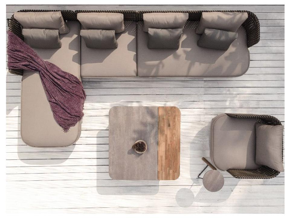 MamaGreen Daisy Mae Deep Seating Teak Wicker Sectional Outdoor Lounge Set