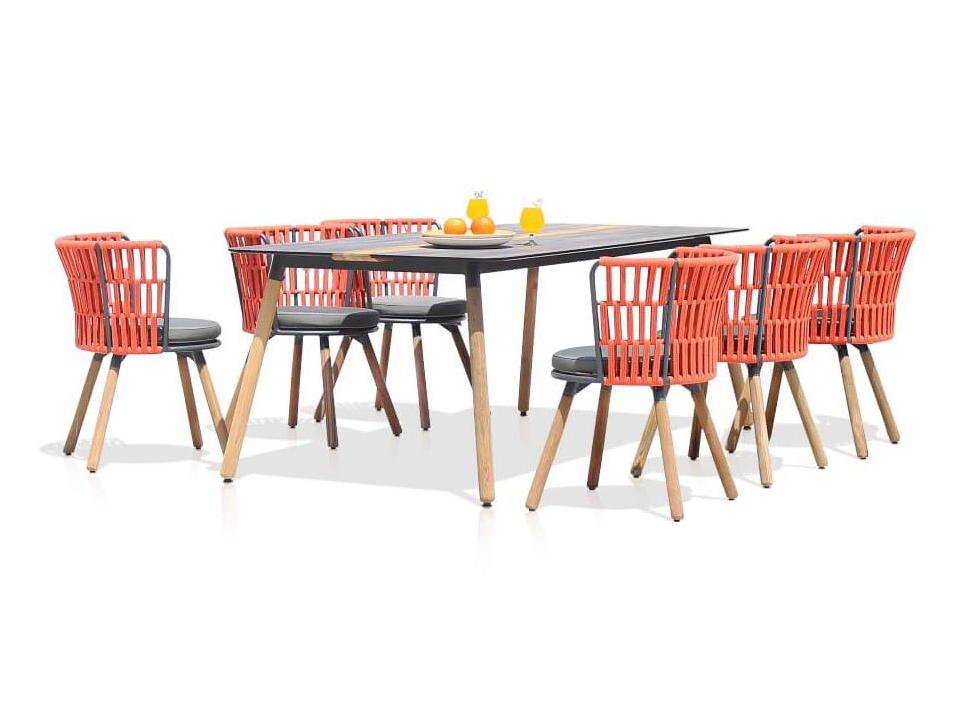 MamaGreen Daisy Rae Teak Rope Outdoor Dining Set