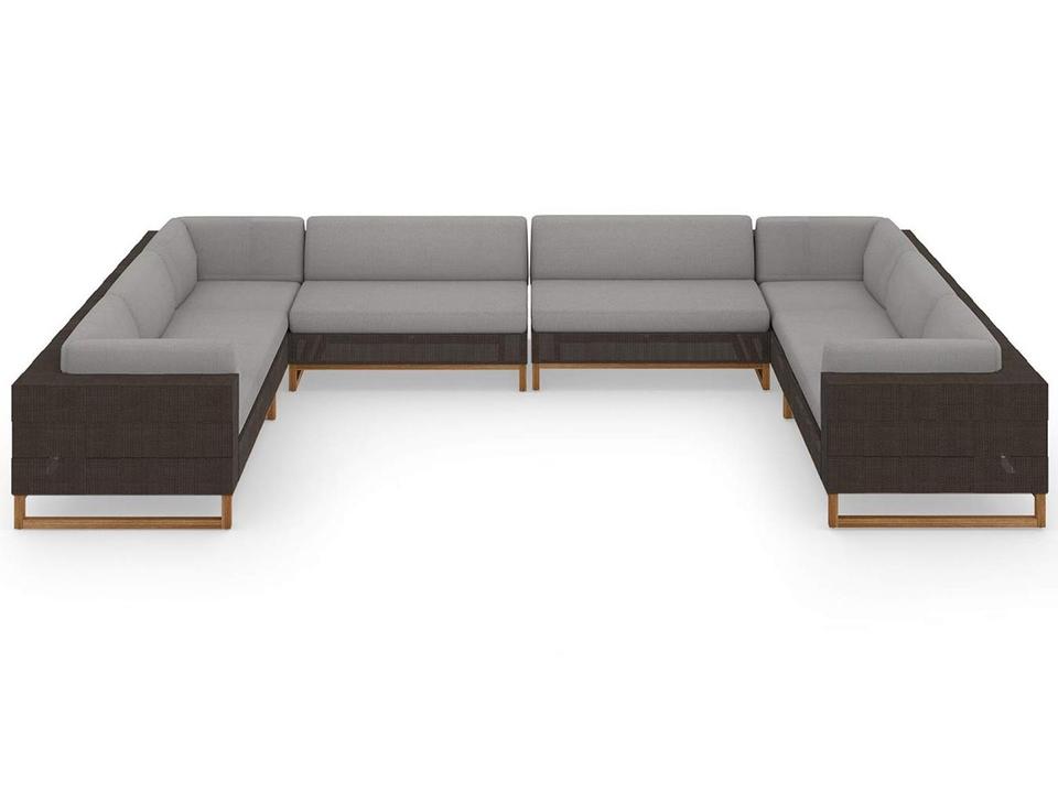Ekka Teak Wicker Sectional Lounge Set