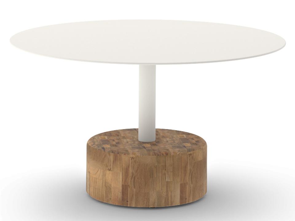 Glyph 31.5-Inch Round Aluminum and Teak Low Table