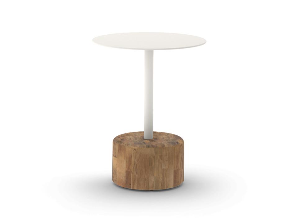 Glyph Round Low Table Sustainable Teak and Aluminum