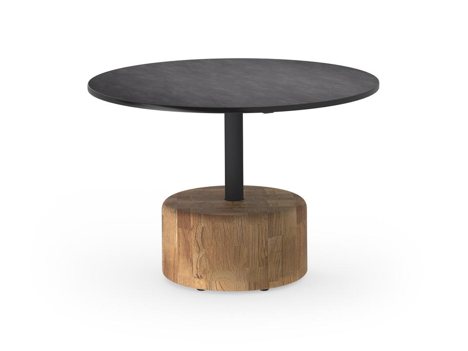 Glyph Round Low Table Aluminum Teak 23.5 Inch