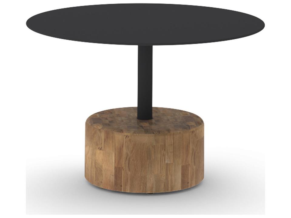 Glyph Round Low Table Aluminum Teak 23.5 Inch