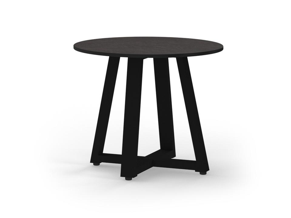 Mono Quick Ship 21-Inch Round Outdoor Coffee Table in Anthracite Aluminum and Slate HPL