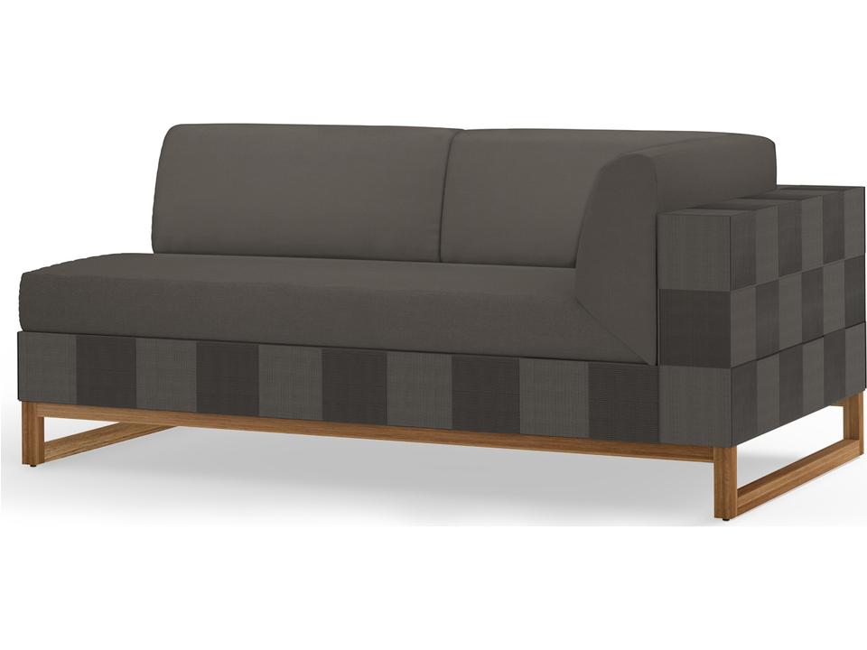 Ekka Left Arm Loveseat in Smooth Sanded Teak