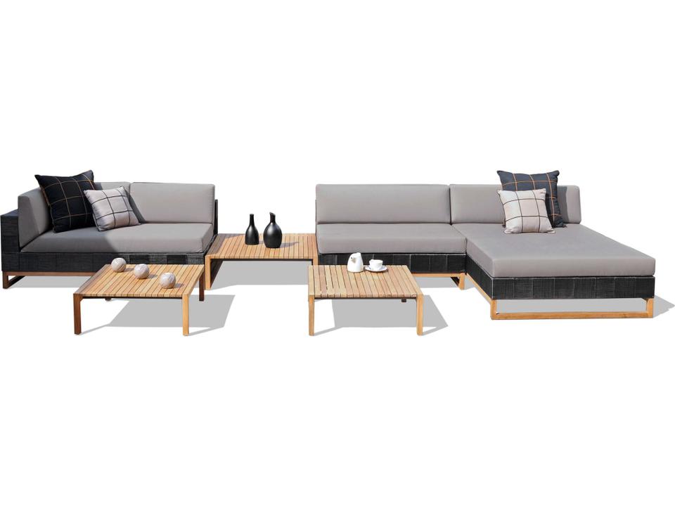 Ekka Teak Wicker Cushion Outdoor Patio Lounge Set