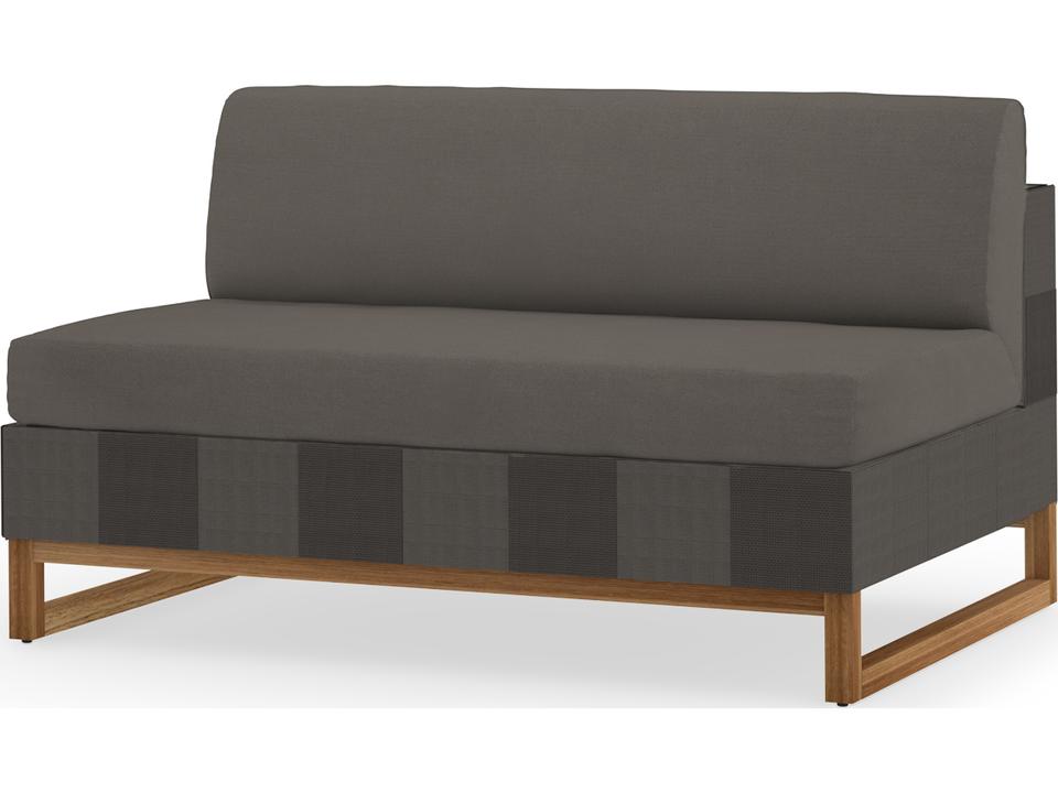 Ekka Wicker Teak Modular Loveseat with Cushions