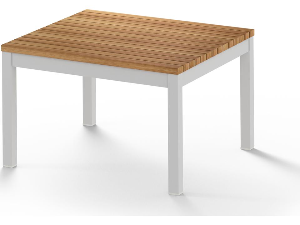Ekka Aluminum Square End Table with Teak Top