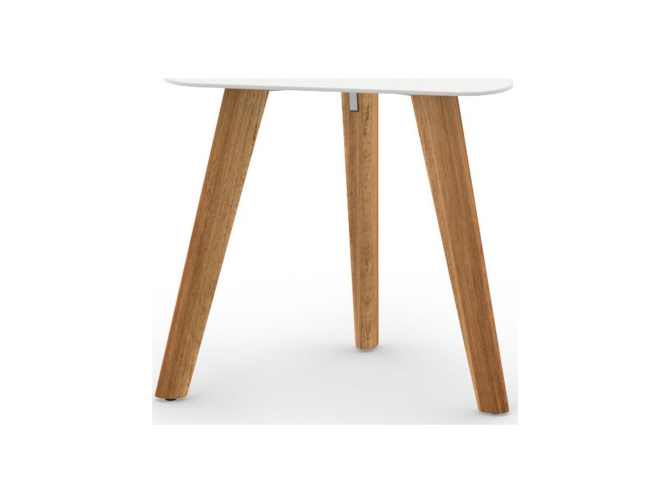 Kaat Teak Triangular End Table with Metal Top