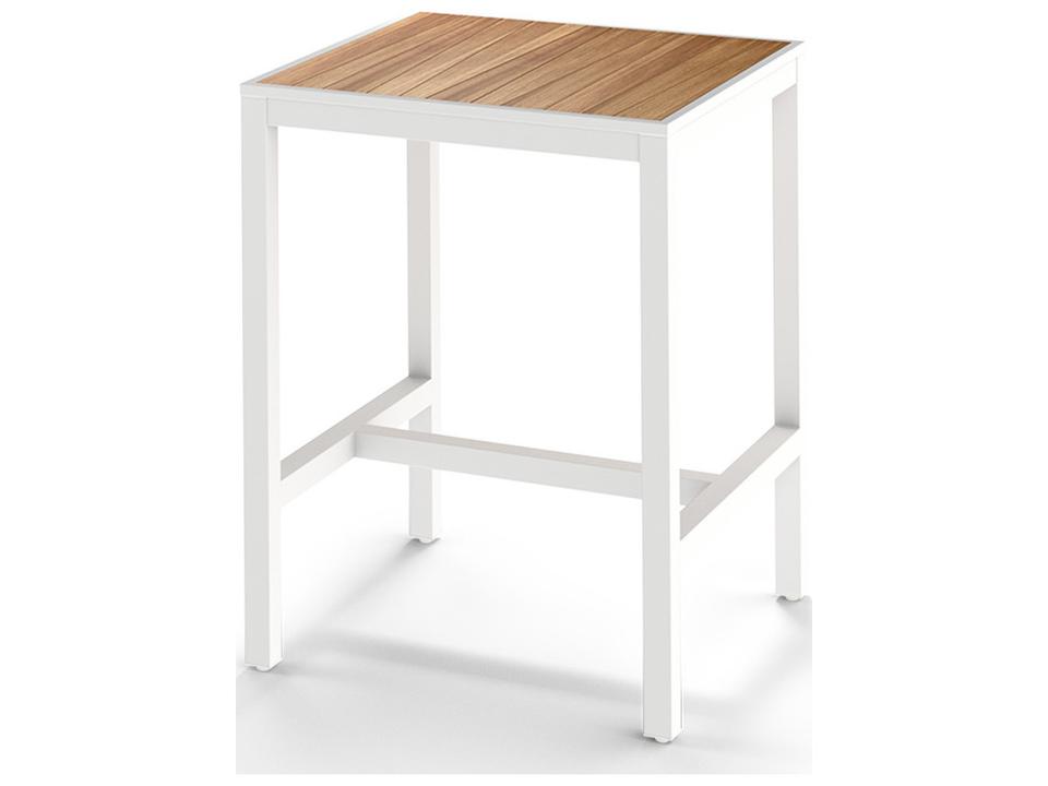 Allux Square Abstract Slats Teak Bar Table